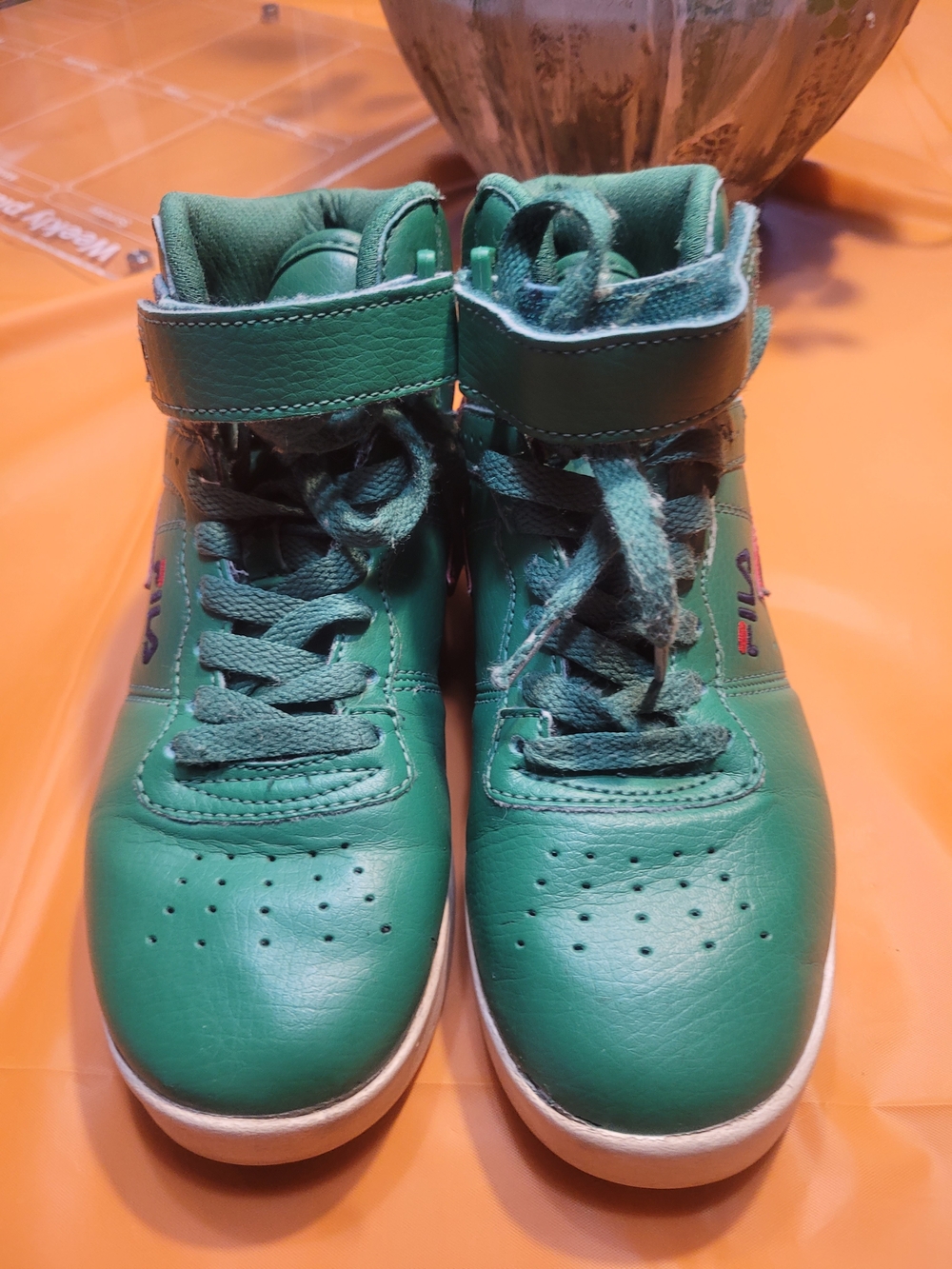 Fila Kids Green High-Top Sneakers with White Sole/ Excellent Condition